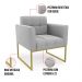 Poltrona Elisa Suede Cinza Base Metálica Industrial Dourada - D'Rossi
