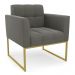 Poltrona Elisa Suede Grafite Base Metálica Industrial Dourada - D'Rossi