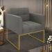 Poltrona Elisa Suede Grafite Base Metálica Industrial Dourada - D'Rossi