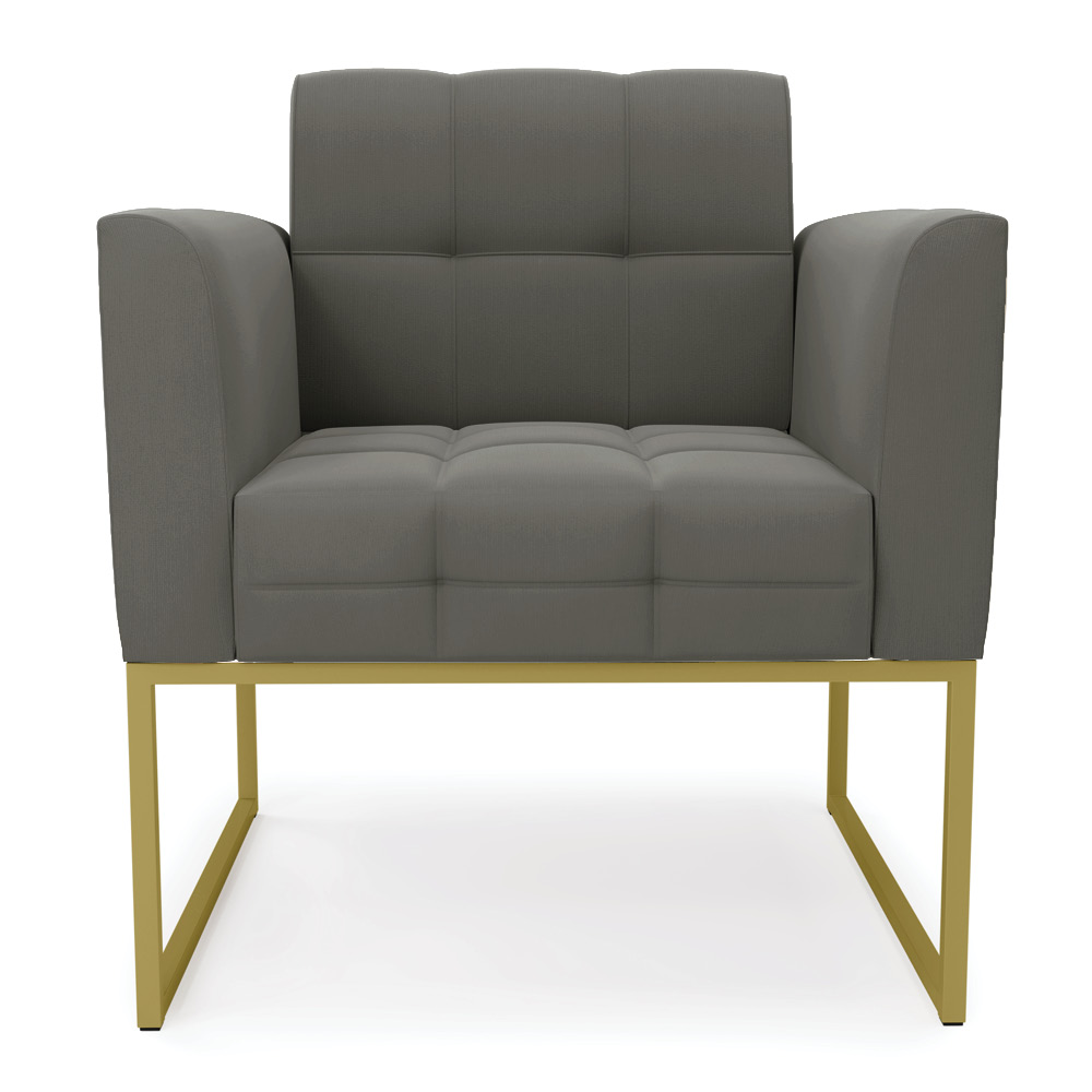 Poltrona Elisa Suede Grafite Base Metálica Industrial Dourada - D'Rossi