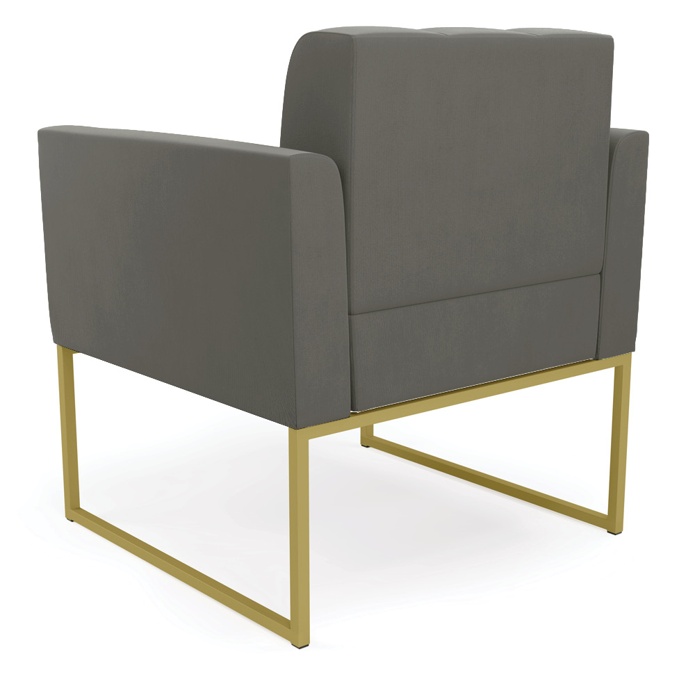 Poltrona Elisa Suede Grafite Base Metálica Industrial Dourada - D'Rossi