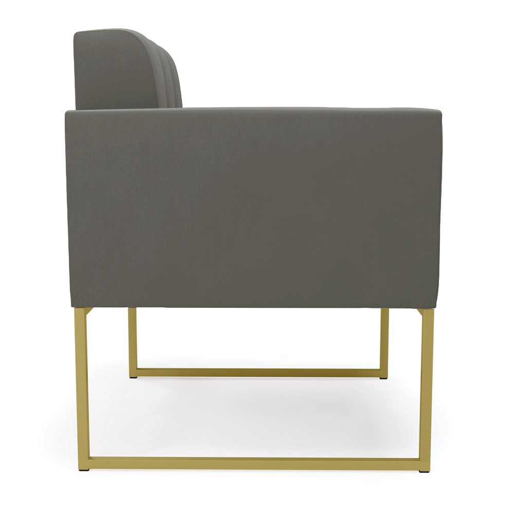 Poltrona Elisa Suede Grafite Base Metálica Industrial Dourada - D'Rossi