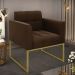 Poltrona Elisa Suede Marrom Base Metálica Industrial Dourada - D'Rossi