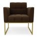Poltrona Elisa Suede Marrom Base Metálica Industrial Dourada - D'Rossi