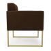 Poltrona Elisa Suede Marrom Base Metálica Industrial Dourada - D'Rossi