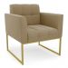 Poltrona Elisa Suede Marrom Rato Base Metálica Industrial Dourada - D'Rossi