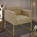 Poltrona Elisa Suede Marrom Rato Base Metálica Industrial Dourada - D'Rossi