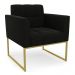 Poltrona Elisa Suede Preto Base Metálica Industrial Dourada - D'Rossi