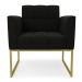 Poltrona Elisa Suede Preto Base Metálica Industrial Dourada - D'Rossi