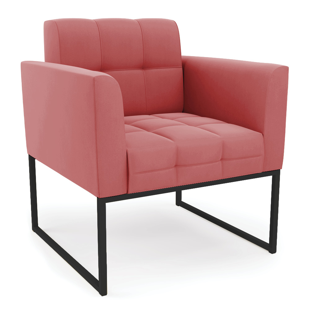 Poltrona Elisa Suede Rosê Base Metálica Industrial Preto D03 - D'Rossi