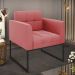 Poltrona Elisa Suede Rosê Base Metálica Industrial Preto D03 - D'Rossi