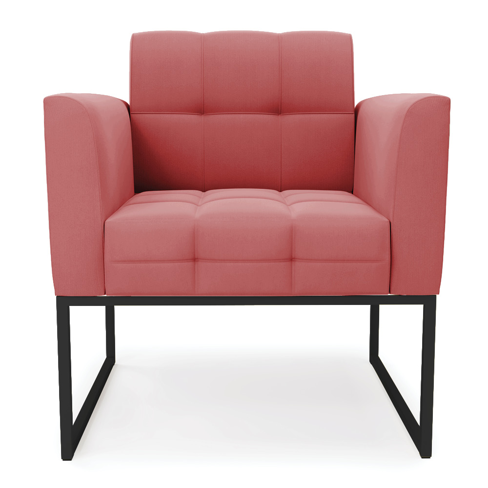 Poltrona Elisa Suede Rosê Base Metálica Industrial Preto D03 - D'Rossi