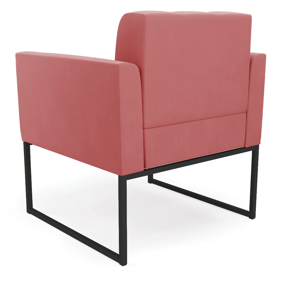 Poltrona Elisa Suede Rosê Base Metálica Industrial Preto D03 - D'Rossi