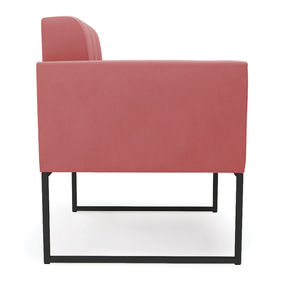 Poltrona Elisa Suede Rosê Base Metálica Industrial Preto D03 - D'Rossi