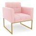 Poltrona Elisa Suede Rosa Bebê Base Metálica Industrial Dourada - D'Rossi