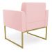 Poltrona Elisa Suede Rosa Bebê Base Metálica Industrial Dourada - D'Rossi