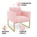 Poltrona Elisa Suede Rosa Bebê Base Metálica Industrial Dourada - D'Rossi
