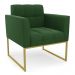 Poltrona Elisa Suede Verde Base Metálica Industrial Dourada - D'Rossi