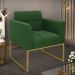 Poltrona Elisa Suede Verde Base Metálica Industrial Dourada - D'Rossi