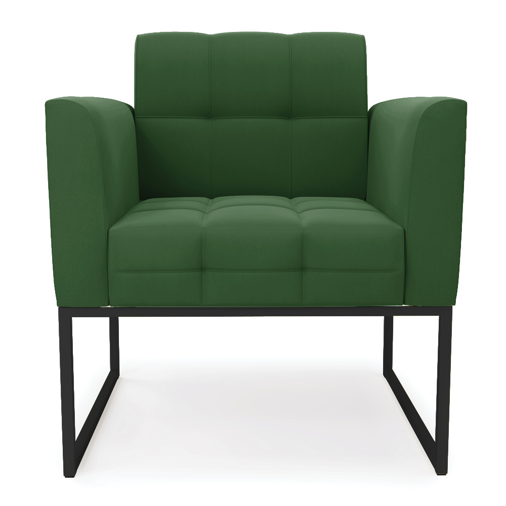 Poltrona Elisa Suede Verde Base Metálica Industrial Preto D03 - D'Rossi