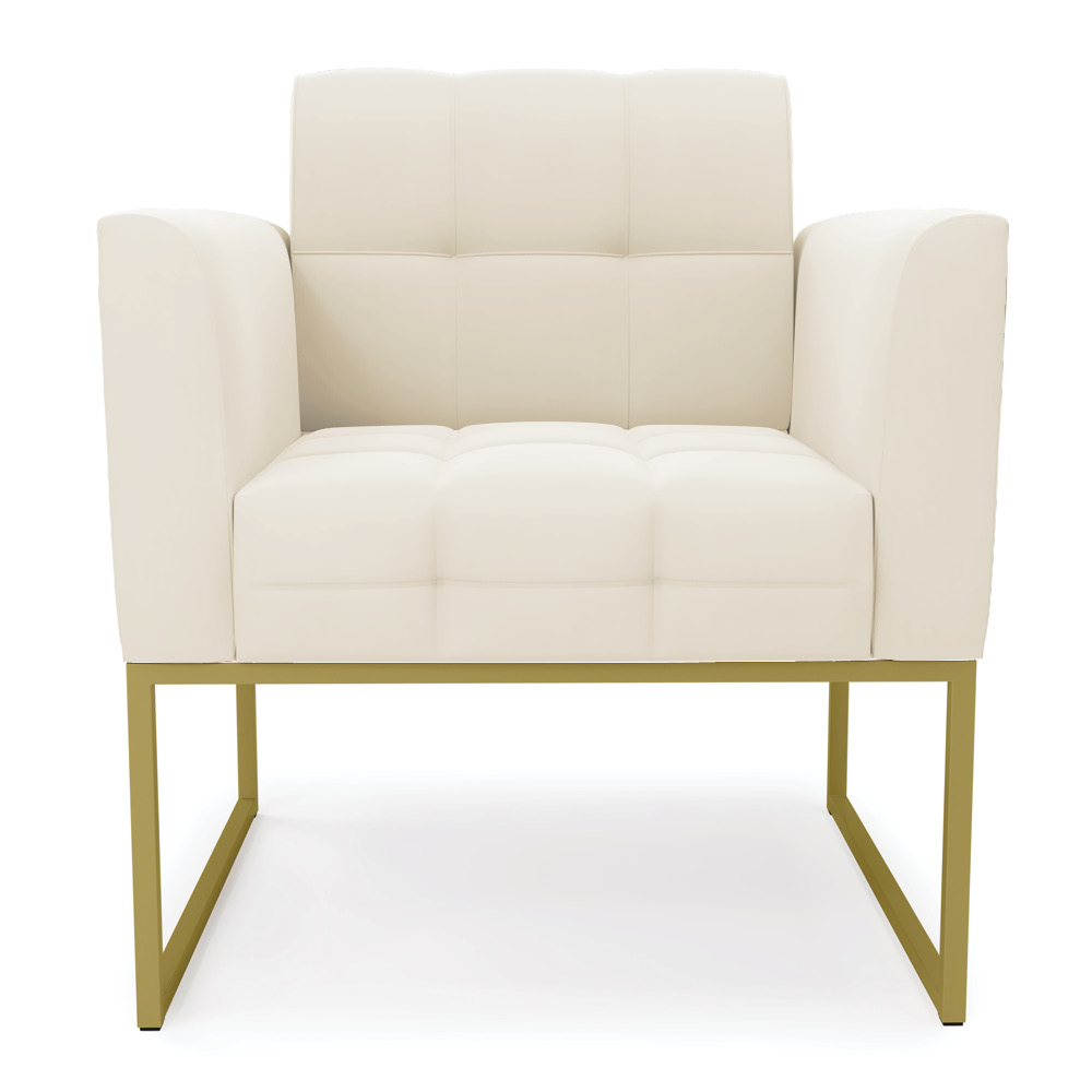 Poltrona Elisa Veludo Base Metálica Industrial Dourado - D'Rossi