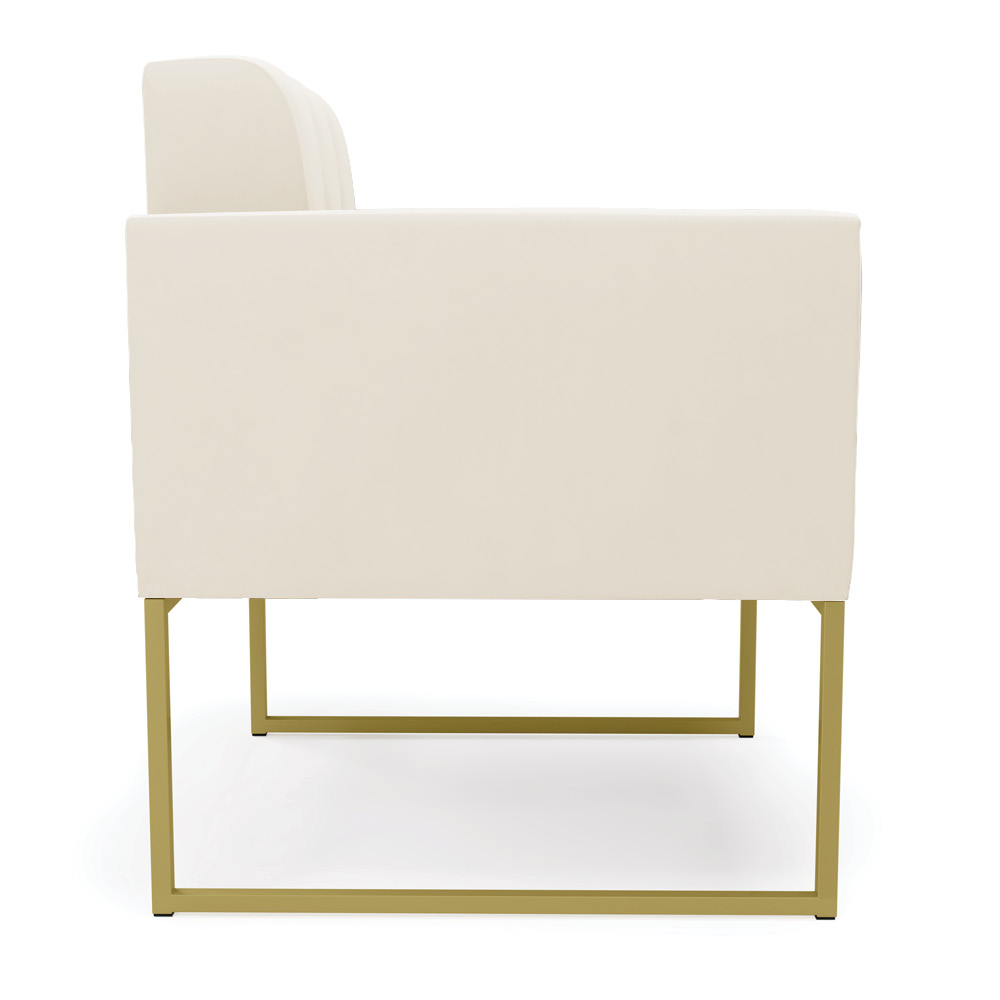 Poltrona Elisa Veludo Bege Base Metálica Industrial Dourado - D'Rossi