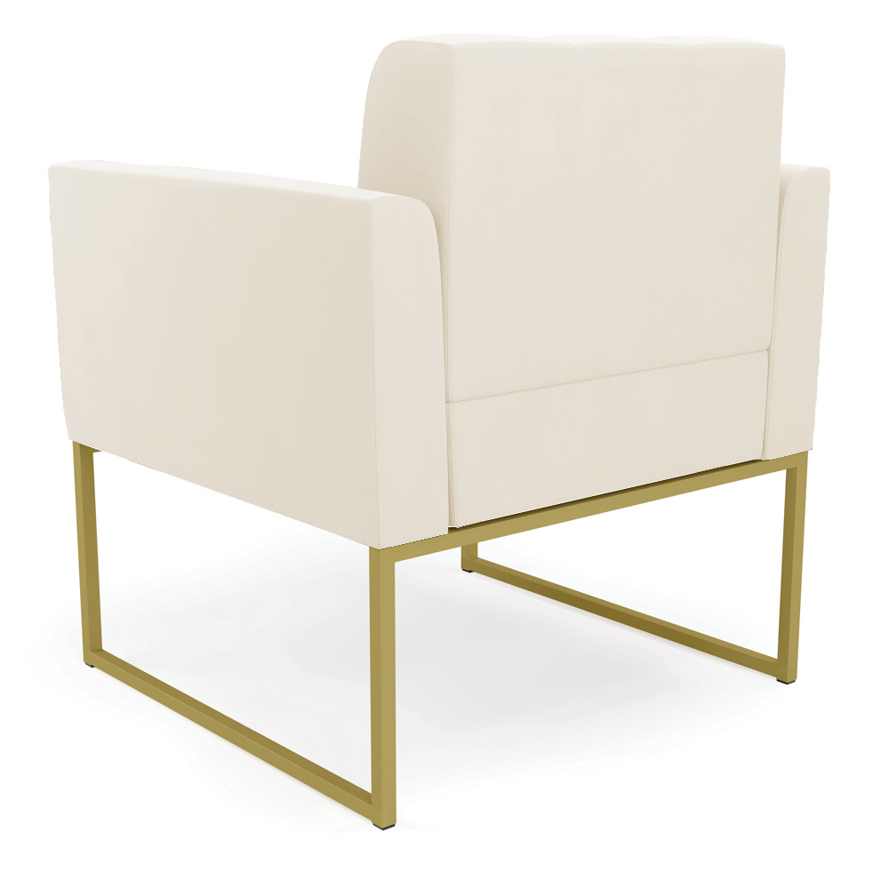 Poltrona Elisa Veludo Bege Base Metálica Industrial Dourado - D'Rossi