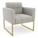 Poltrona Elisa Veludo Cinza Base Metálica Industrial Dourado - D'Rossi