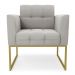 Poltrona Elisa Veludo Cinza Base Metálica Industrial Dourado - D'Rossi