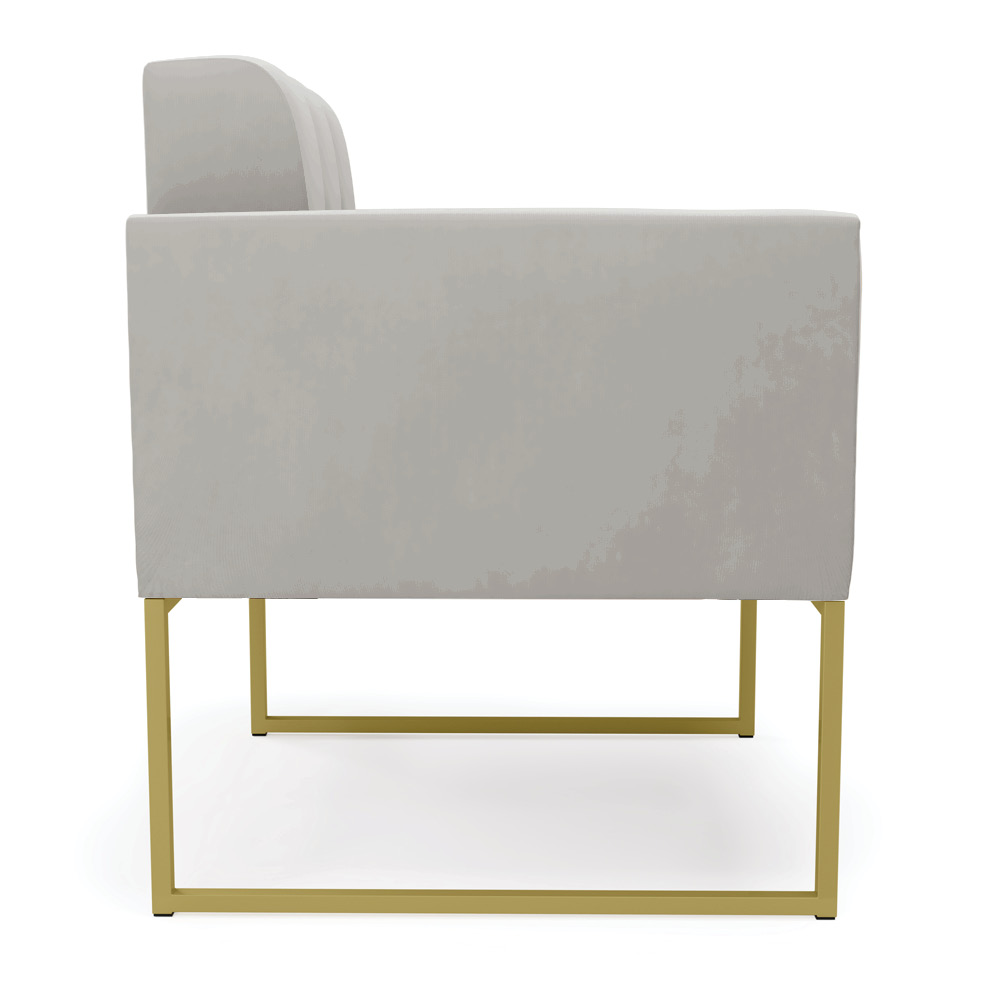 Poltrona Elisa Veludo Cinza Base Metálica Industrial Dourado - D'Rossi