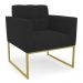 Poltrona Elisa Veludo Preto Base Metálica Industrial Dourado - D'Rossi