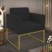 Poltrona Elisa Veludo Preto Base Metálica Industrial Dourado - D'Rossi