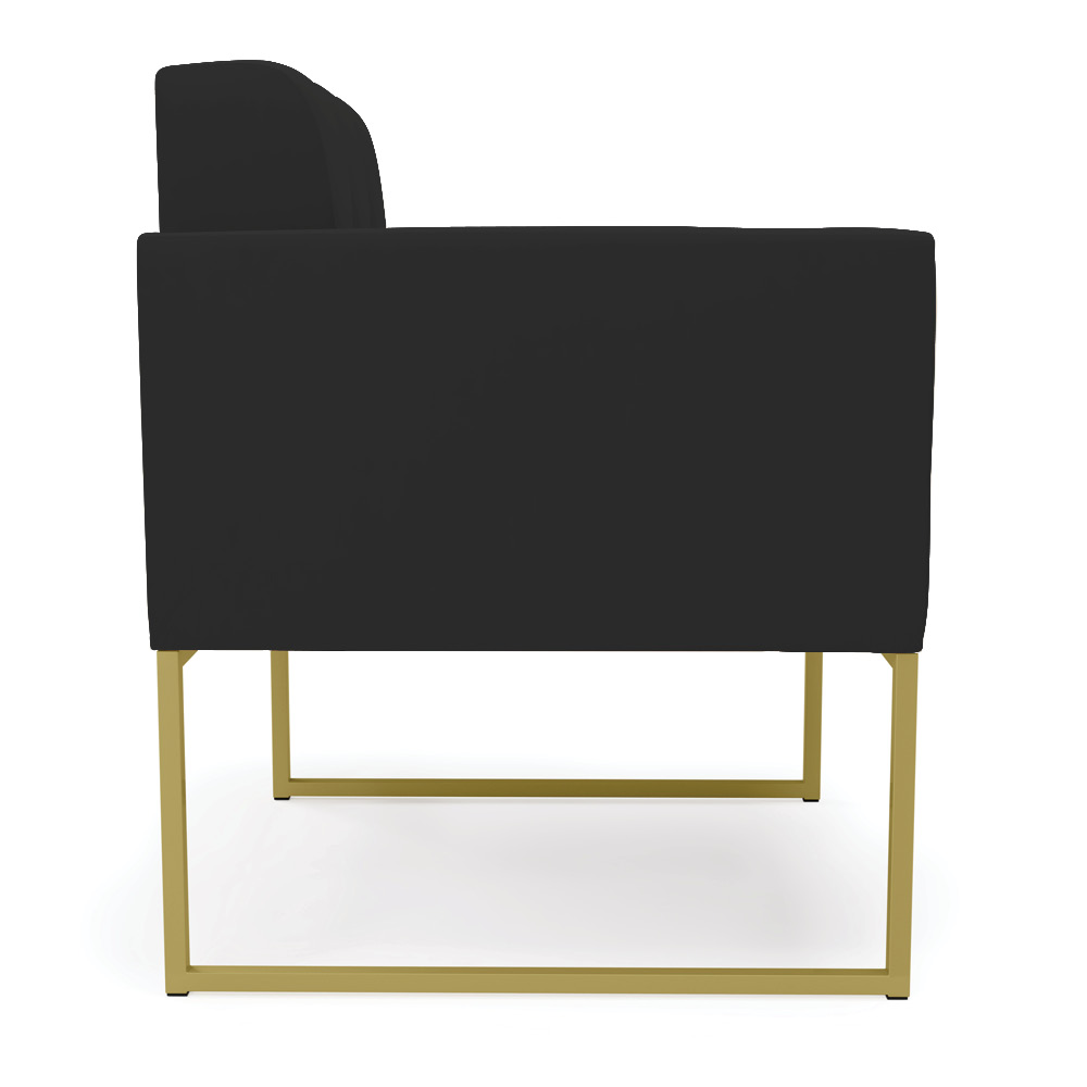 Poltrona Elisa Veludo Preto Base Metálica Industrial Dourado - D'Rossi