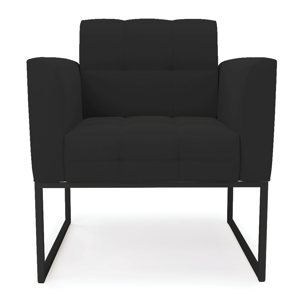 Poltrona Elisa Veludo Preto Base Metálica Industrial Preto D03 - D'Rossi