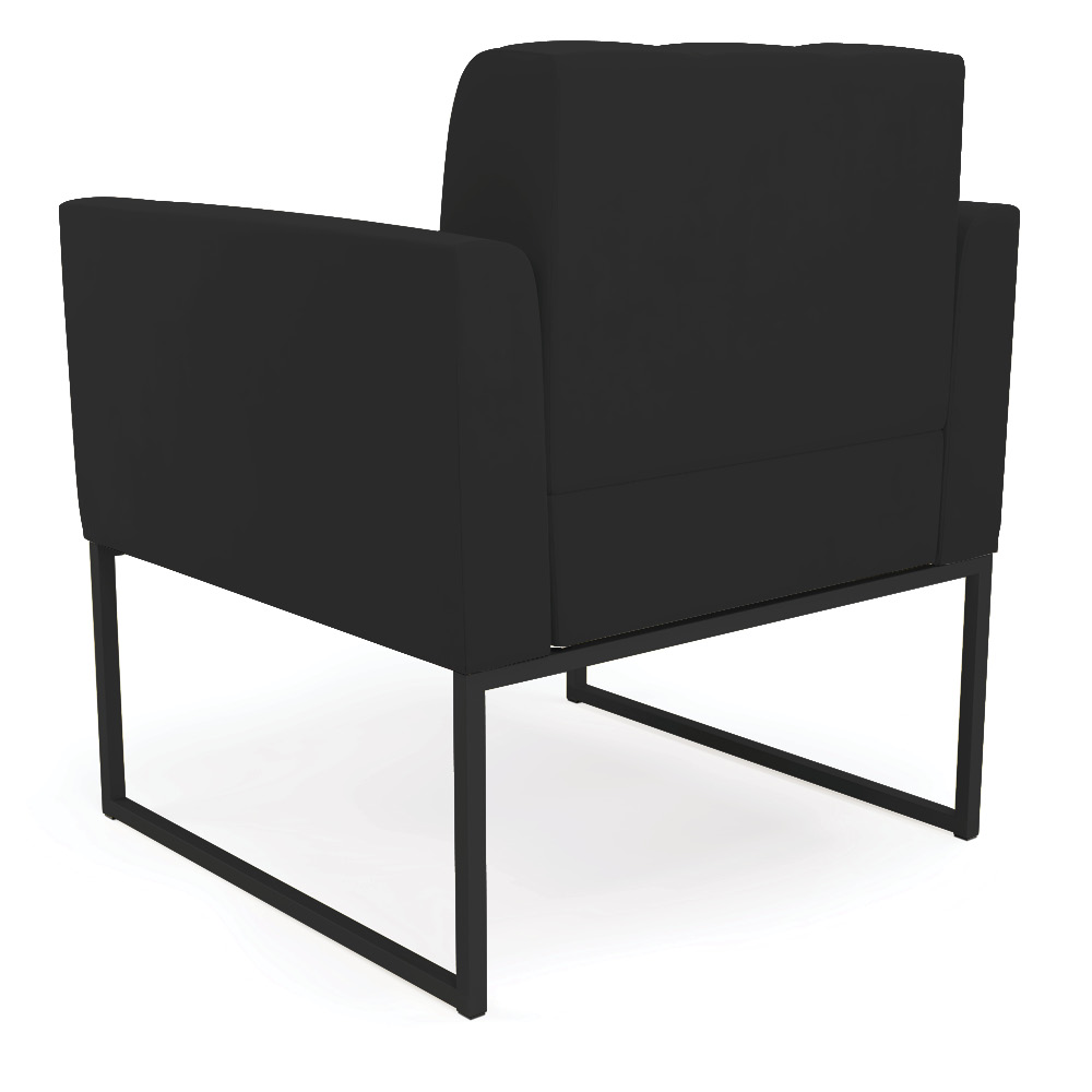 Poltrona Elisa Veludo Preto Base Metálica Industrial Preto D03 - D'Rossi