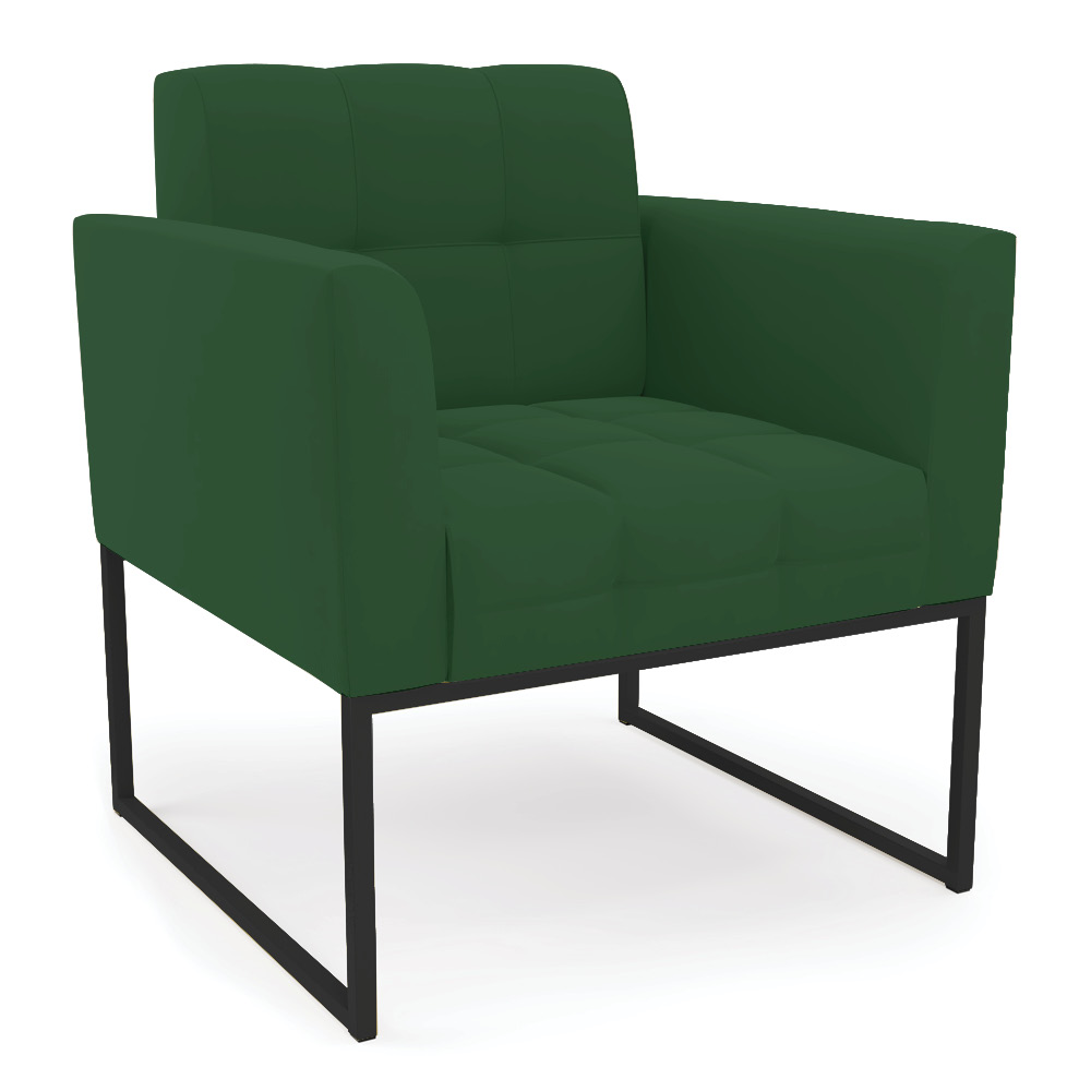 Poltrona Elisa Veludo Verde Base Metálica Industrial Preto D03 - D'Rossi