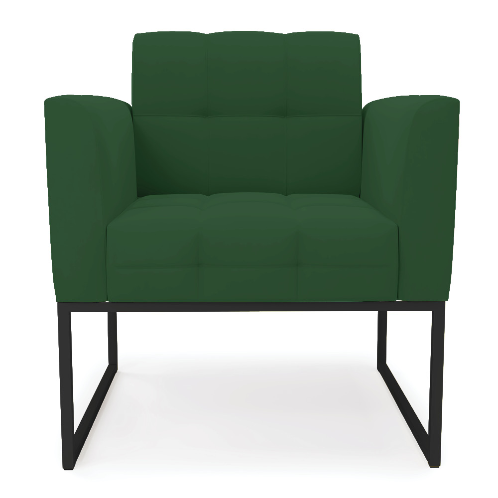 Poltrona Elisa Veludo Verde Base Metálica Industrial Preto D03 - D'Rossi