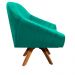 Poltrona Giovana Suede Verde Turquesa Base Giratória de Madeira - D'Rossi