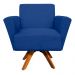 Poltrona Giratória Dora Suede Azul Royal Base Madeira - D'Rossi