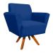 Poltrona Giratória Dora Suede Azul Royal Base Madeira - D'Rossi