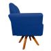 Poltrona Giratória Dora Suede Azul Royal Base Madeira - D'Rossi