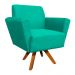 Poltrona Giratória Dora Suede Verde Turquesa Base Madeira - D'Rossi