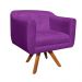 Poltrona Giratória Julia Suede Roxo Base Madeira - D'Rossi