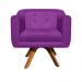 Poltrona Giratória Julia Suede Roxo Base Madeira - D'Rossi