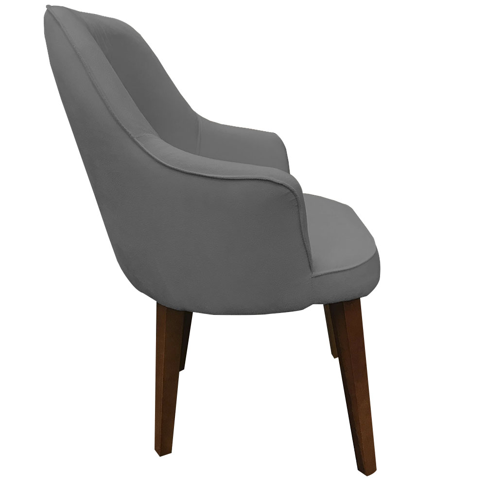 Poltrona Lorem Suede Cinza Pés Chanfrado Tabaco C05 - D'Rossi