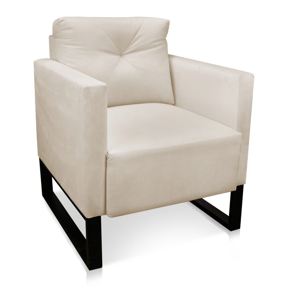 Poltrona Luisa Veludo Base Industrial Metálica Preto D01 - D'Rossi