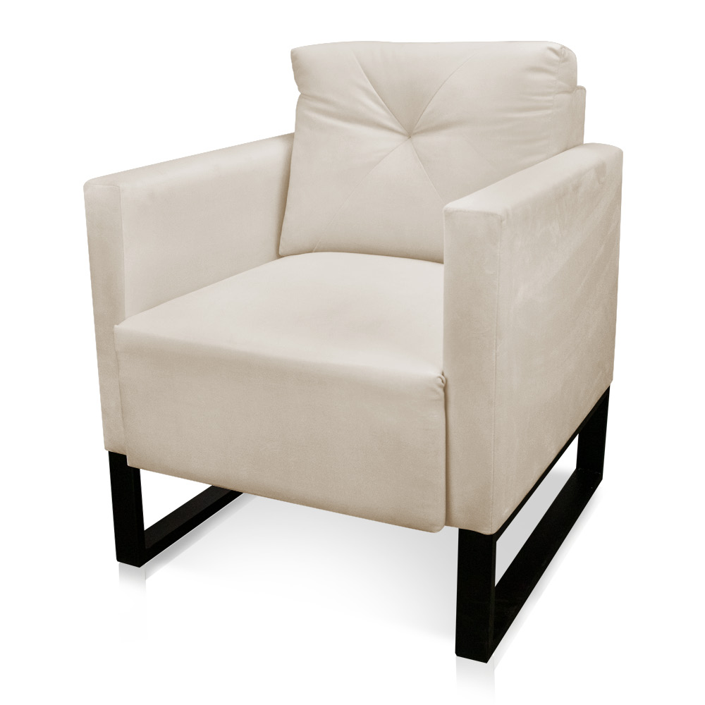 Poltrona Luisa Veludo Base Industrial Metálica Preto D01 - D'Rossi