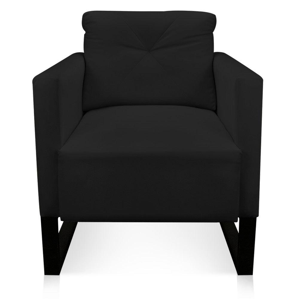 Poltrona Luisa Veludo Preto Base Industrial Metálica Preto D01 - D'Rossi