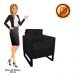 Poltrona Luisa Veludo Preto Base Industrial Metálica Preto D01 - D'Rossi
