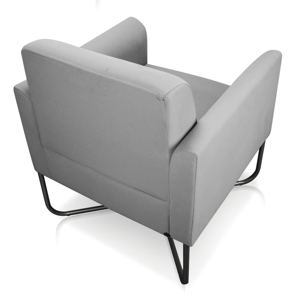 Poltrona Marisa Suede Cinza Base X Industrial Preto - D'Rossi